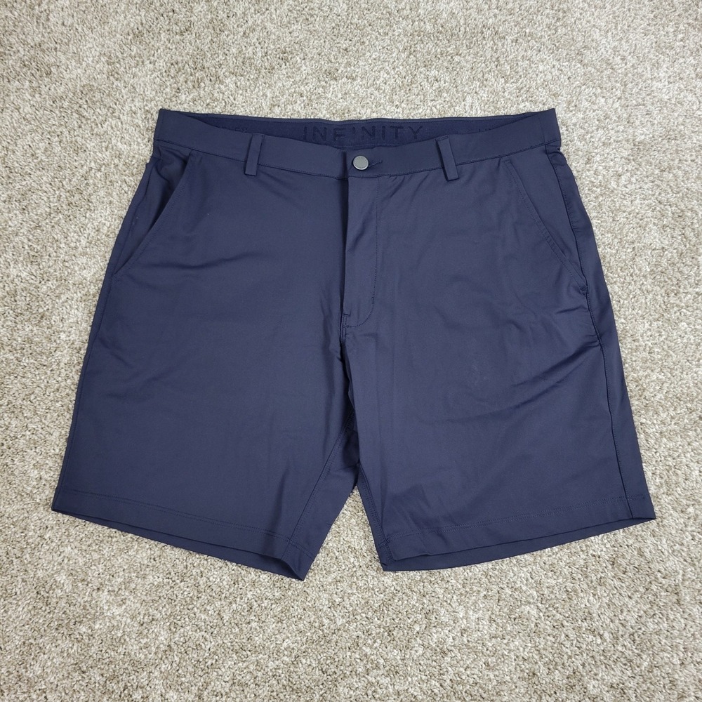 Infinity Linear Flex Mens 36 Solid Navy Performance Stretch Elastic Waist Short